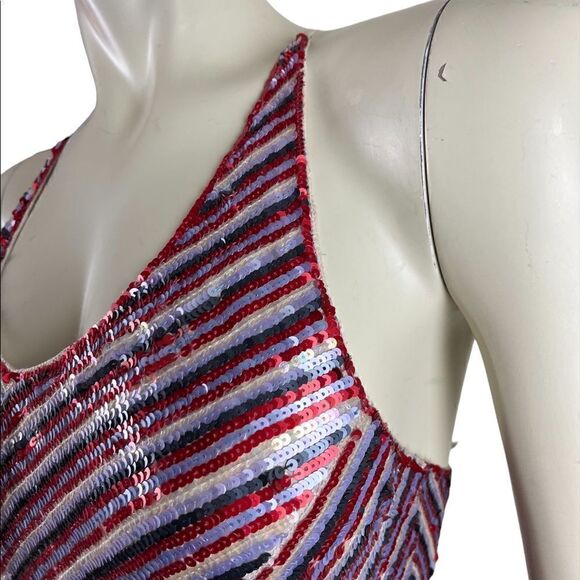 DKNY Sequined Red, White, and Blue Tank Top Good Condition - Picture 6 of 13